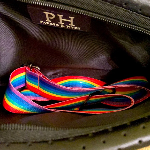 Parker & Hyde Neoprene Black Crossbody with Rainbow Strap - Picture 3 of 6